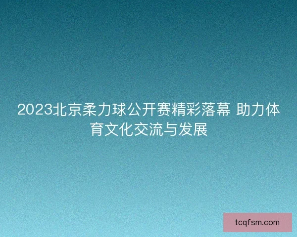 2023北京柔力球公开赛精彩落幕 助力体育文化交流与发展