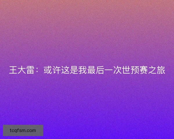王大雷:或许这是我最后一次世预赛之旅 王大雷:或许这是我最后一次世预赛之旅